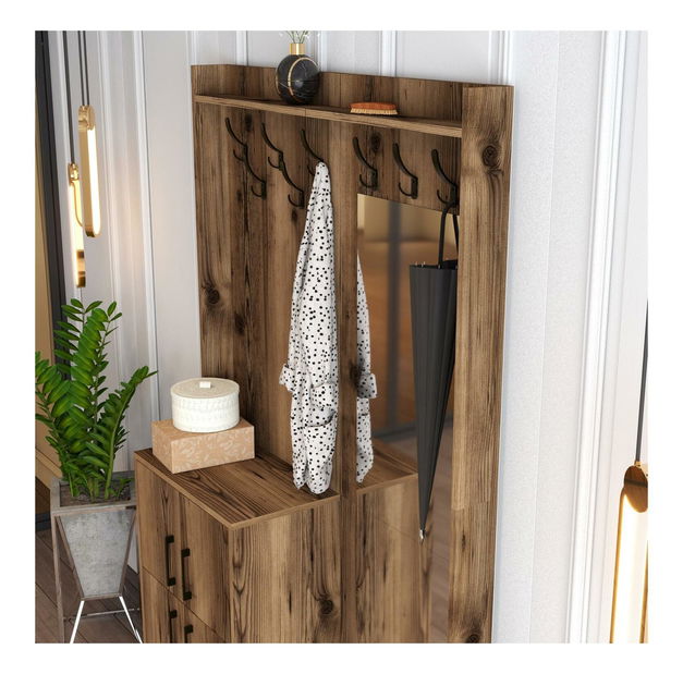 Předsíňová stěna Betina BC (ořech) (se zrcadlem)