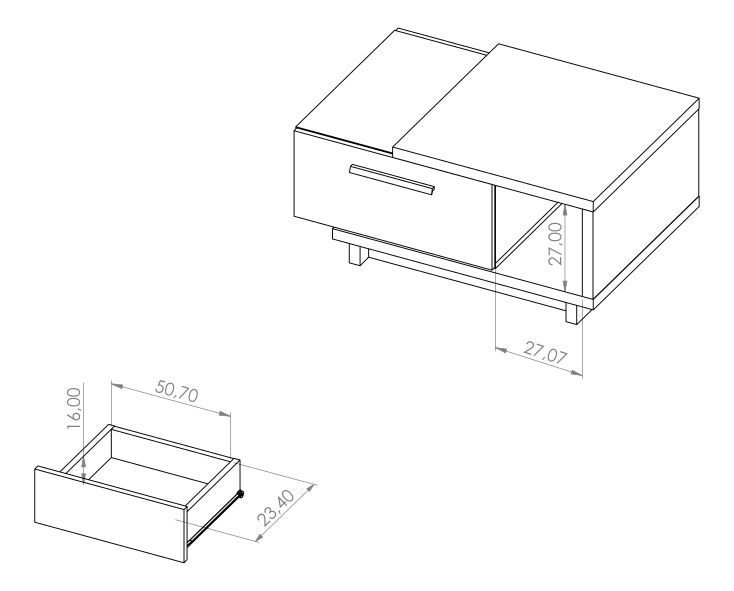 Konferenční stolek Indi 90 (dub artisan + černá matná + dub artisan)