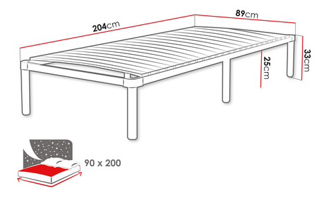 Jednolůžková postel 80 cm 90 Hermany HR 08 (černá) (s roštem)