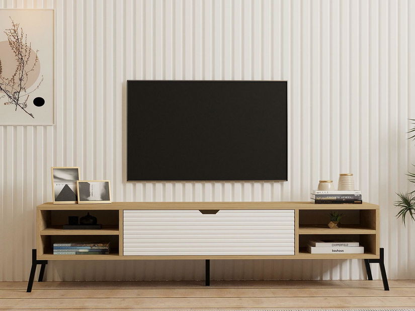 TV stolek/skříňka Motosu (dub safírový + bílá)