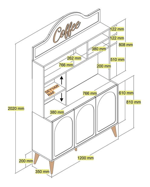 Příborník Lyantela 120 (krémová + ořech)