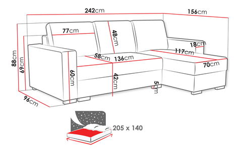 Rohová sedačka Zowelos (světle šedá) (s úl. prostorem)