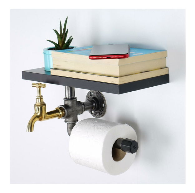 Držák na toaletní papír Nenanu 40 (černá + stříbrná)