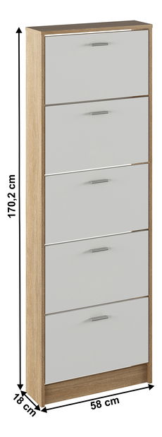 Botník (skříňka na boty) Mobby 15 (dub sonoma + bílá)