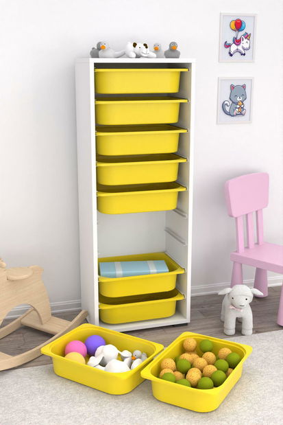 Organizér na hračky Dremonka 11 (žlutá + bílá)