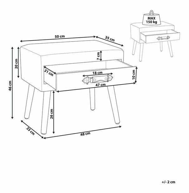 Noční stolek EUTA (růžová)