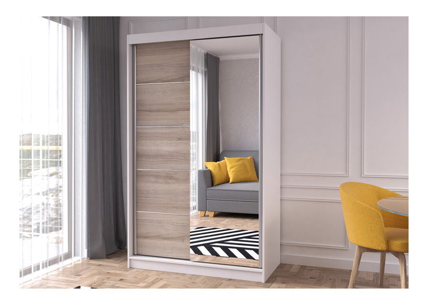 Šatní skříň Nestor 05 (bílá + dub sonoma)