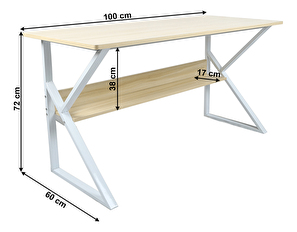 Psací stolek Torcor 100 (dub přírodní + bílá)