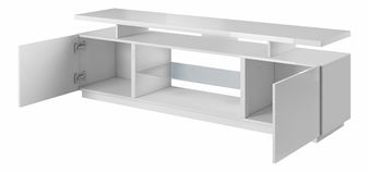 Televizní skříňka Evan (bílá + lesk bílý) (osvětlení LED)