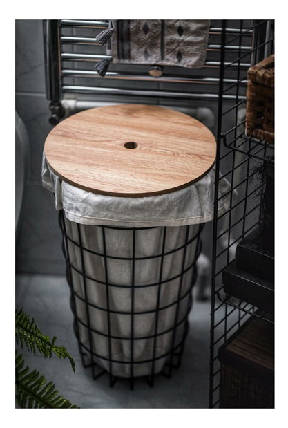 Prádelní koš Sidebe (dub + černá)