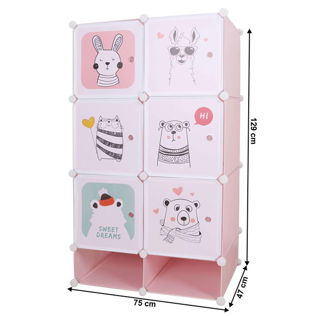 Modulárna skříň Finnstar (růžová + dětský vzor) *bazar
