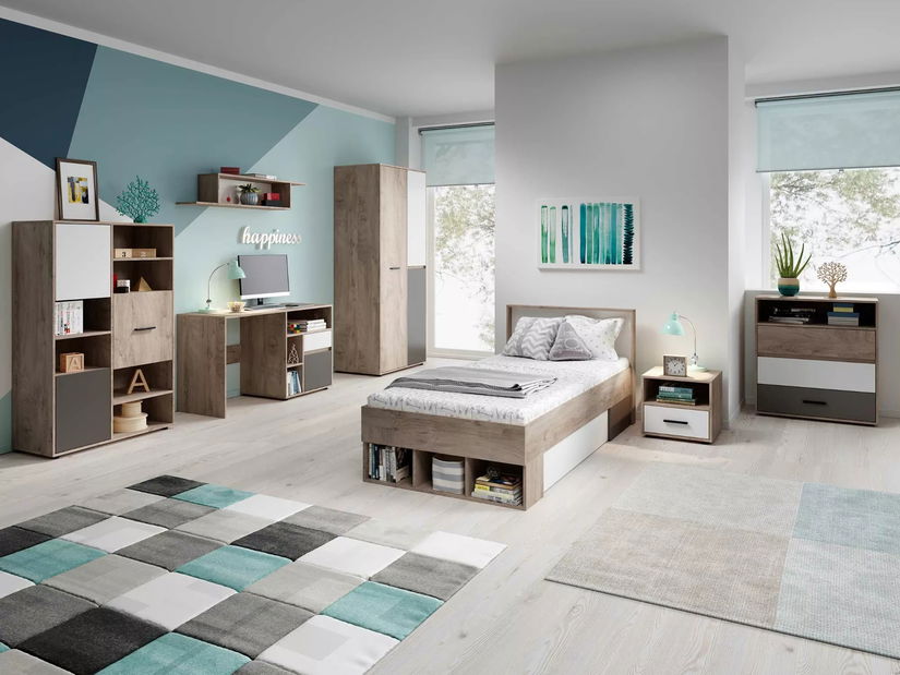 Noční stolek Mitiano MI8 (dub enderein + bílá)