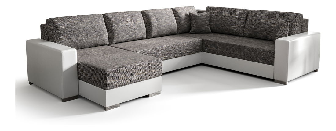 Rohová sedačka ve tvaru U- Pearle 3 (bílá + šedá) (P)