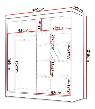 Šatní skříň s posuvnými dveřmi Bratoke III 180 (kašmír + zlatá) (se zrcadlem)