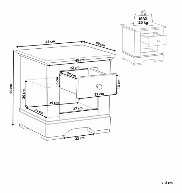 Noční stolek WANGY (dřevo) (bílá)
