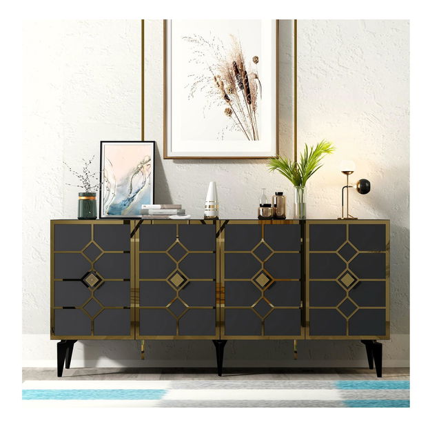 Skříňka Pivuti (antracit + zlatá)