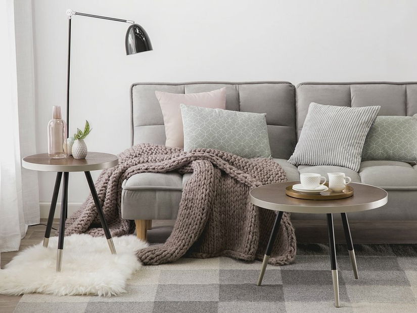 Konferenční stolek Renola (tmavé dřevo) (stříbrné nohy)