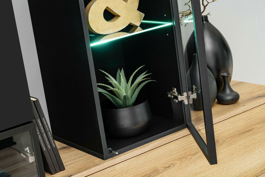 Obývací stěna Cresto (dob coast evoke + černá) (s osvětlením)