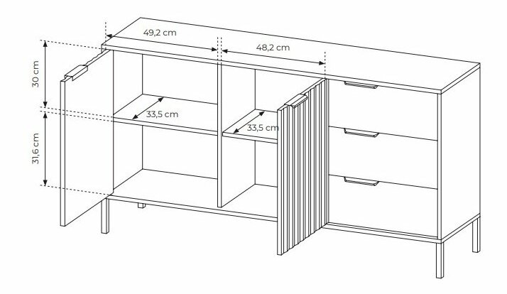 Komoda Rastafa 2D3S (dub vikingský + béžová)