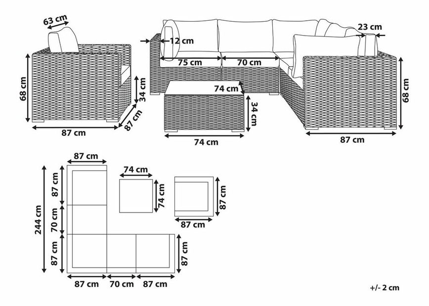 Zahradní sedací souprava CONRATE (světlešedá)