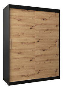 Šatní skříň 150 cm Toki (Černá matná + Dub artisan)