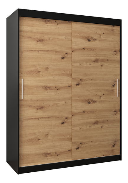 Šatní skříň 150 cm Toki (Černá matná + Dub artisan)