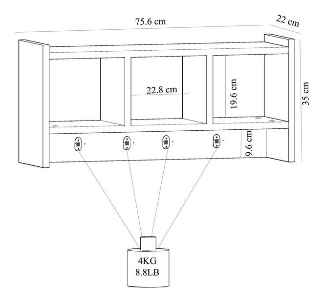 Nástěnný věšák Dekube 1 (bílá)