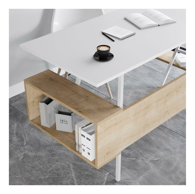 Psací stůl Tidoba 2 (bílá + dub)