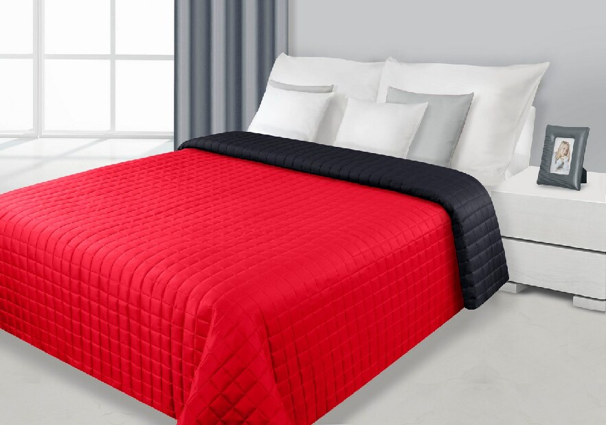 Přehoz na postel 150x70 cm Eva (červená + černá)