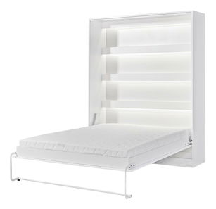 Sklápěcí postel 160 Perfecto I (bílá + bílá + černá) (vertikální) (bez osvětlení)