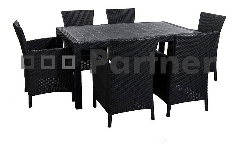 Zahradní sestava Havana 1+6 (antracit) (um. ratan)