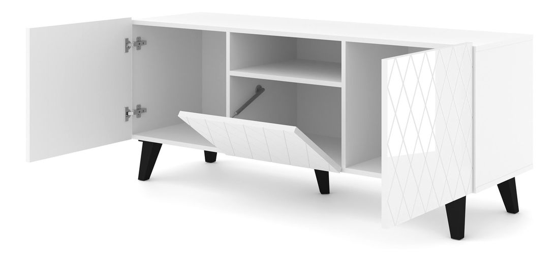 TV stolek/skříňka Dintanna 145 (bílá + lesk bílý)