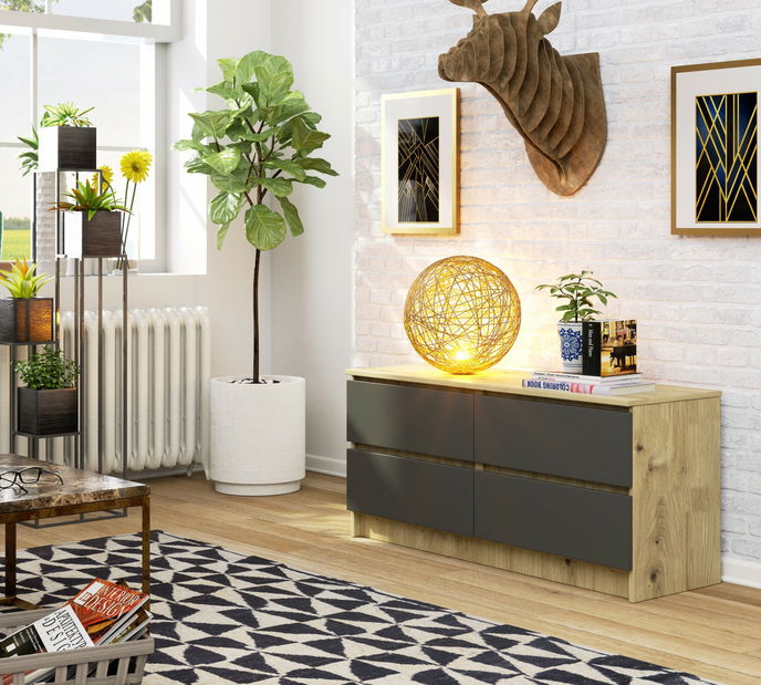 Komoda Kapil IV (dub artisan + šedá)