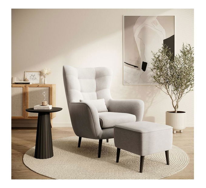 Křeslo s podnožkou Veneza VZ1 (krémová + černá)