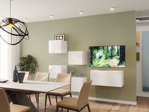 Obývací stěna Berny 63 (bílá + bílý lesk)