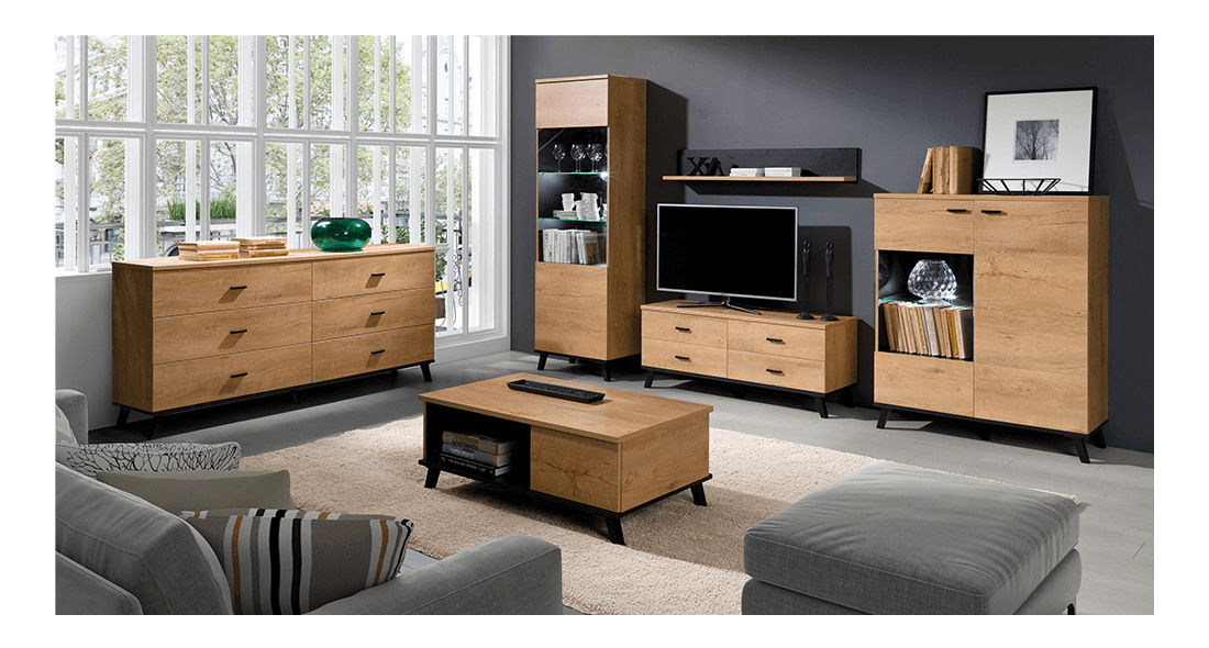 Konferenční stolek typ 8 Siralla (dub lefkas + černá)