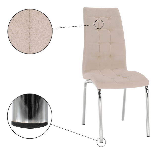 Jídelní židle Harison NEW (béžová + chróm)