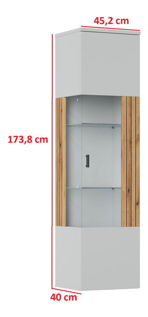 Vitrína Veresa V01 (popel + dub coast evoke) (P)