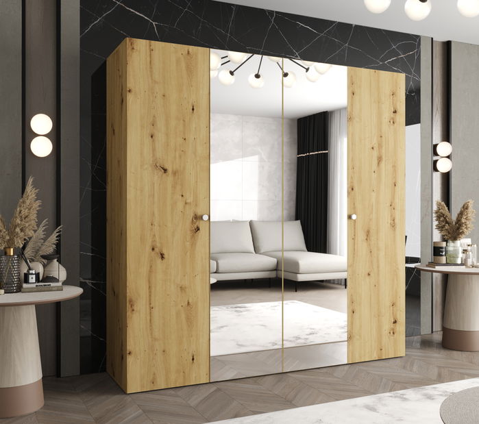 Šatní skříň 200 cm Parna 2 (dub artisan + stříbrná)