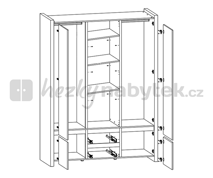 Šatní skříň BRW Venom SZF5D2S