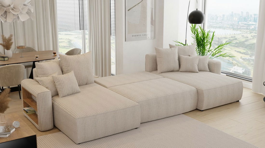 Rohová sedačka Napolia U (mléčná) (P)