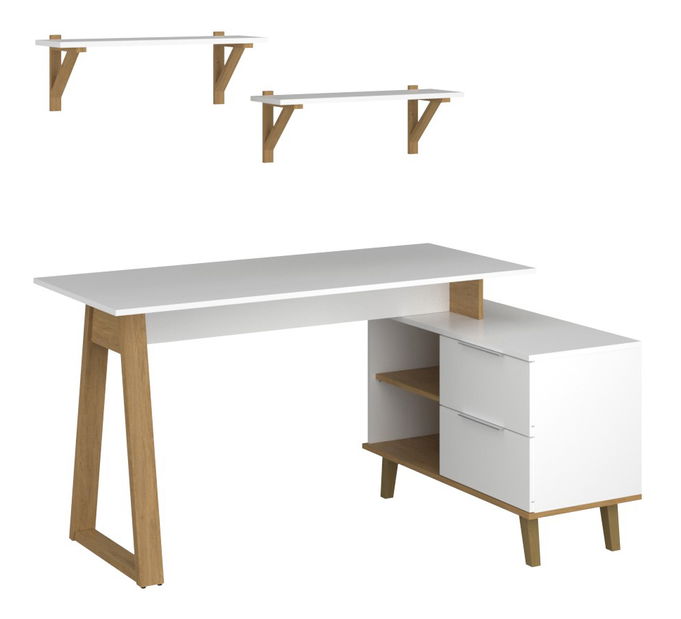 Polička 110 cm Nickole (bílá + dub kamenný)