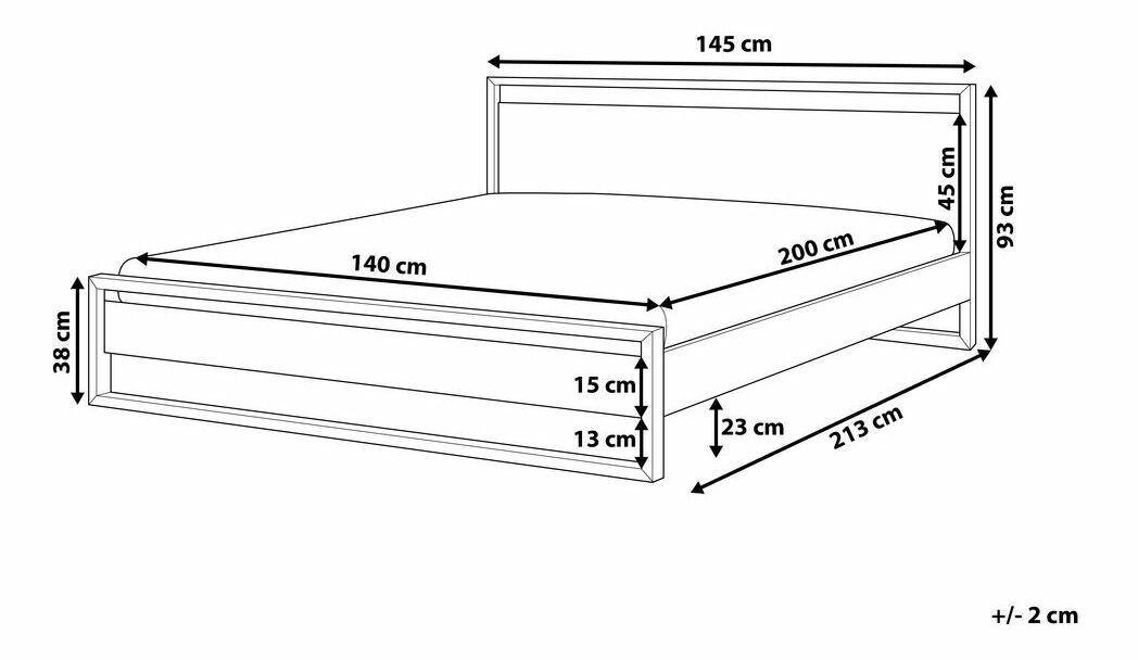 Manželská postel 140 cm GIACOMO (s roštem) (bílá)