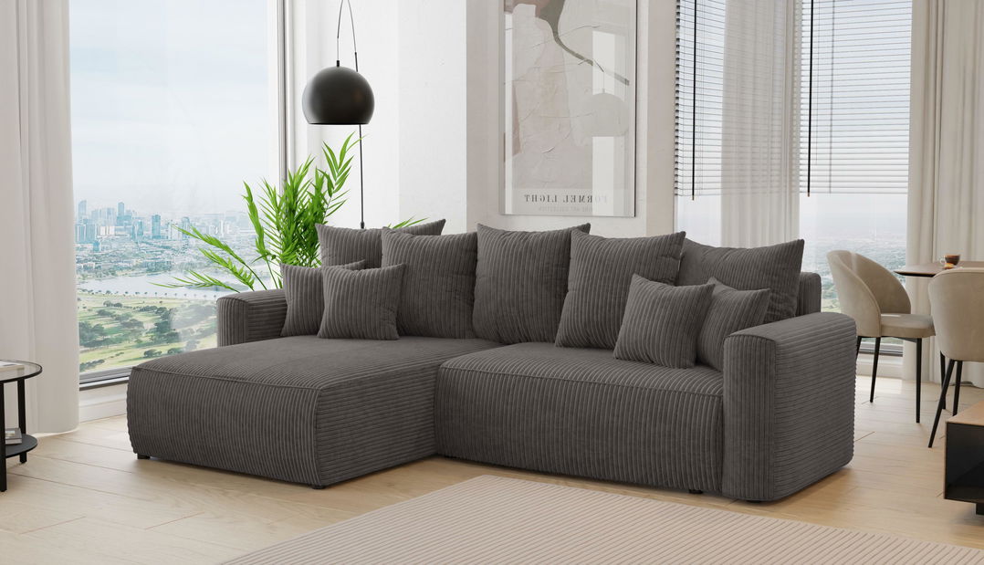 Rohová sedačka Baria (L) (šedočerná)