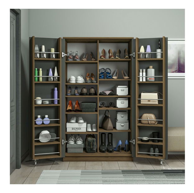 Šatní skříň Passek (ořech + antracit)