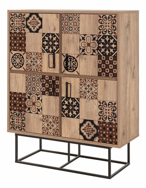 Skříňka Quanto Mosaic (atlantická borovice+ černá + hnědá)