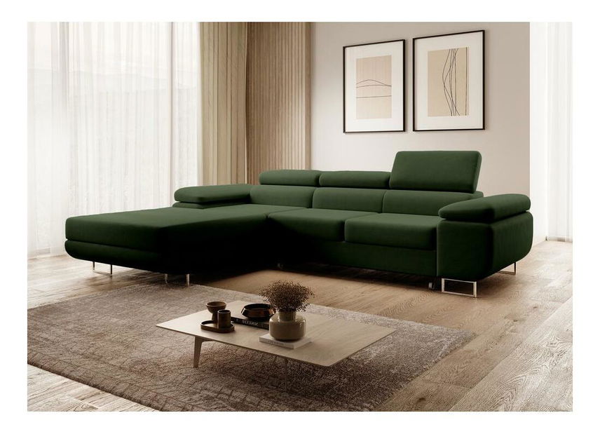 Rohová sedací souprava Grande (L) (zelená + chromová)