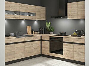 Rohová kuchyně BRW Junona Line 220 + 240 cm (wenge + dub sonoma)