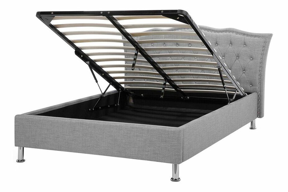 Manželská postel 140 cm MATH (s roštem a úl. prostorem) (šedá)