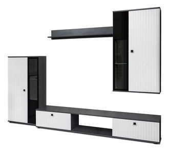 Obývací stěna Saul (bílá + matera) (bez osvětlení)